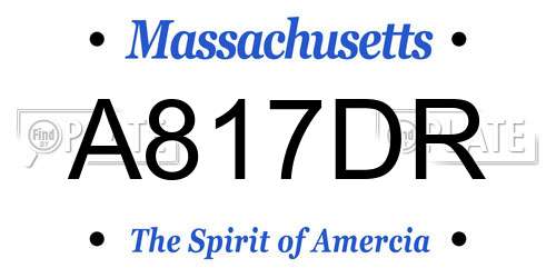 A817DR Massachusetts License Plate