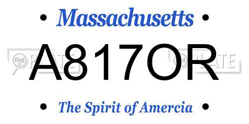 A817OR Massachusetts License Plate
