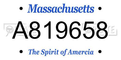 A819658 Massachusetts License Plate