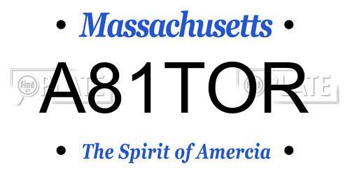 A81TOR Massachusetts License Plate