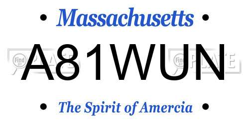 A81WUN Massachusetts License Plate
