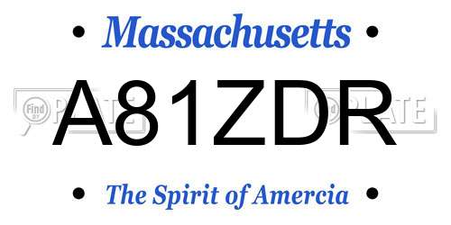 A81ZDR Massachusetts License Plate
