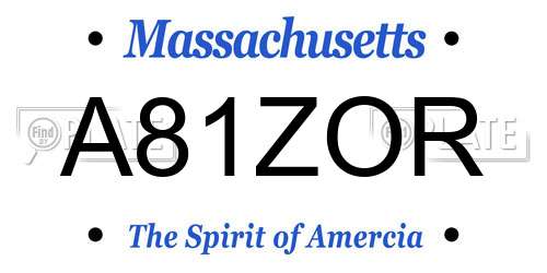 A81ZOR Massachusetts License Plate