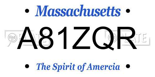 A81ZQR Massachusetts License Plate