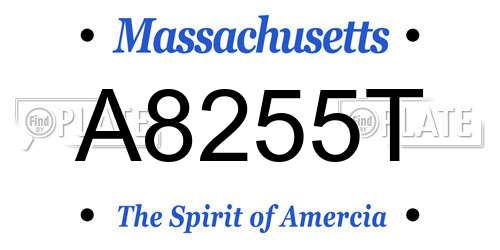 A8255T Massachusetts License Plate