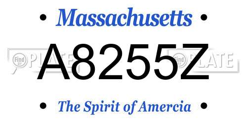 A8255Z Massachusetts License Plate