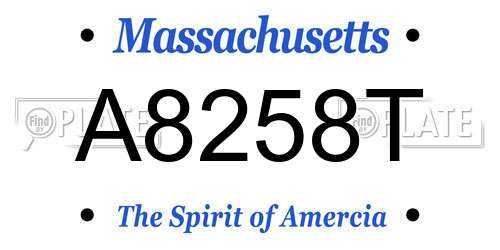 A8258T Massachusetts License Plate