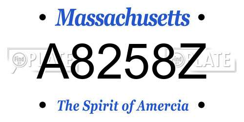 A8258Z Massachusetts License Plate