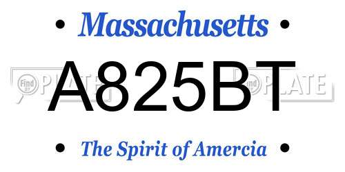 A825BT Massachusetts License Plate