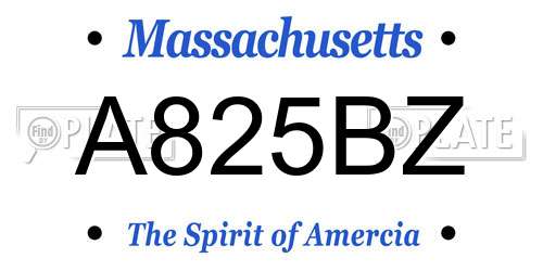 A825BZ Massachusetts License Plate