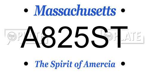 A825ST Massachusetts License Plate