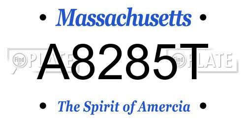 A8285T Massachusetts License Plate