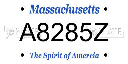 A8285Z Massachusetts License Plate
