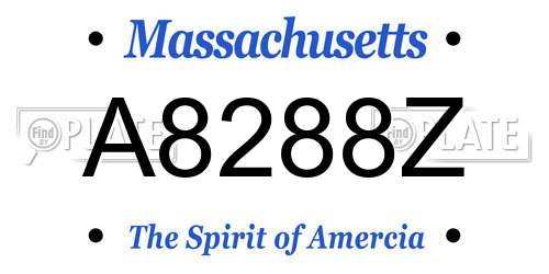 A8288Z Massachusetts License Plate