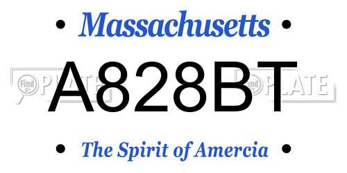 A828BT Massachusetts License Plate