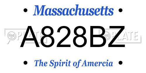 A828BZ Massachusetts License Plate