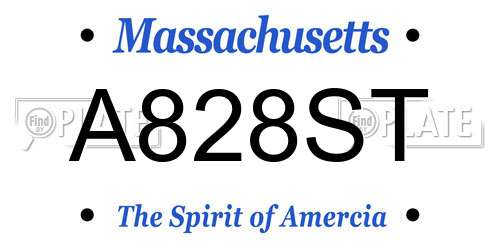 A828ST Massachusetts License Plate