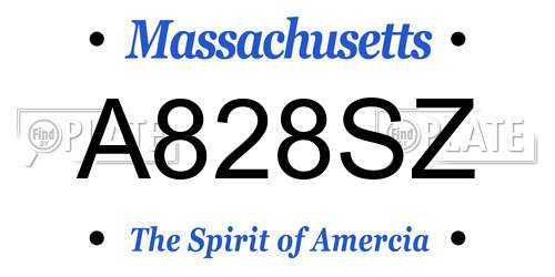 A828SZ Massachusetts License Plate