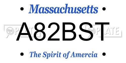 A82BST Massachusetts License Plate