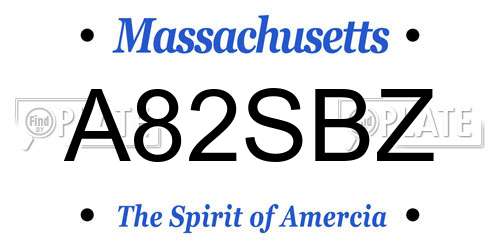 A82SBZ Massachusetts License Plate