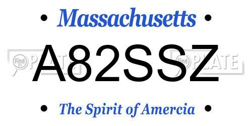 A82SSZ Massachusetts License Plate