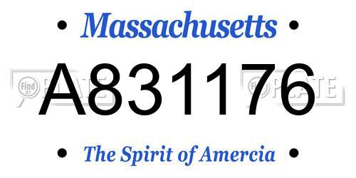 A831176 Massachusetts License Plate