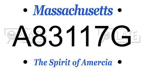 A83117G Massachusetts License Plate