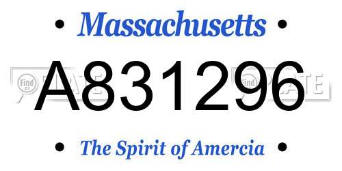 A831296 Massachusetts License Plate