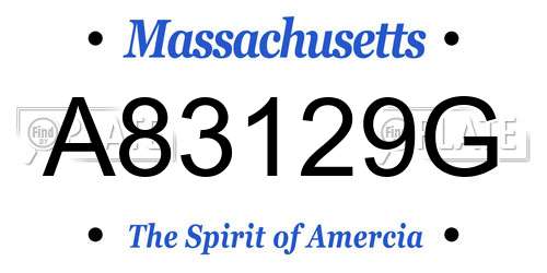 A83129G Massachusetts License Plate