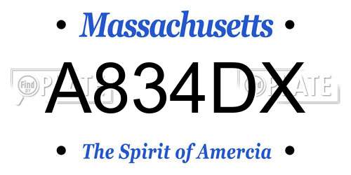 A834DX Massachusetts License Plate