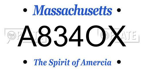 A834OX Massachusetts License Plate