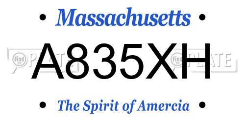 A835XH Massachusetts License Plate