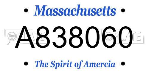 A838060 Massachusetts License Plate