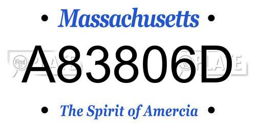 A83806D Massachusetts License Plate