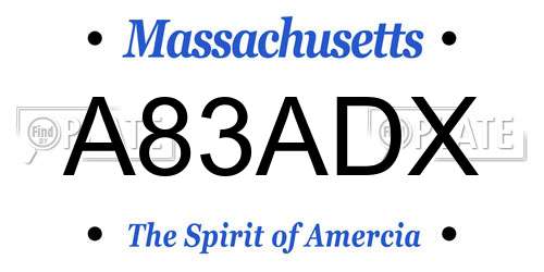 A83ADX Massachusetts License Plate