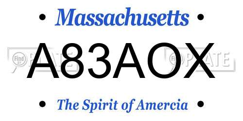A83AOX Massachusetts License Plate