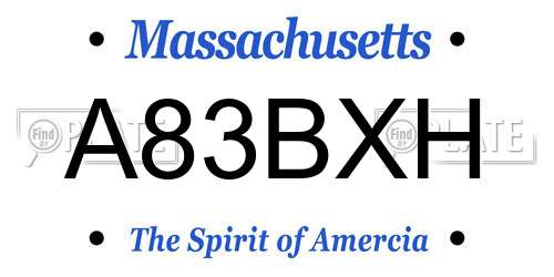 A83BXH Massachusetts License Plate