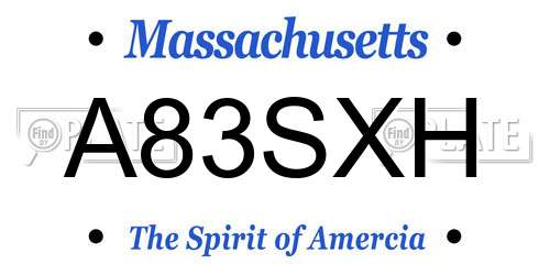 A83SXH Massachusetts License Plate