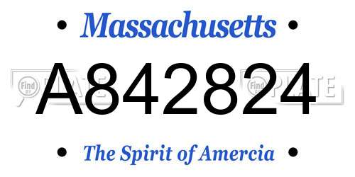 A842824 Massachusetts License Plate