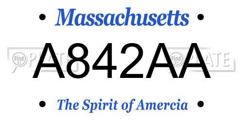 A842AA Massachusetts License Plate