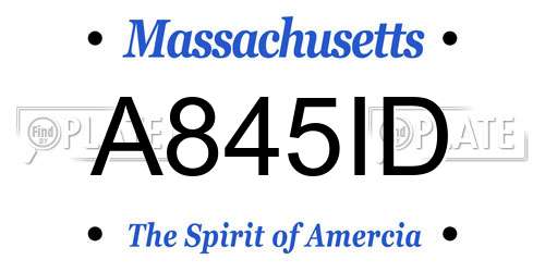 A845ID Massachusetts License Plate