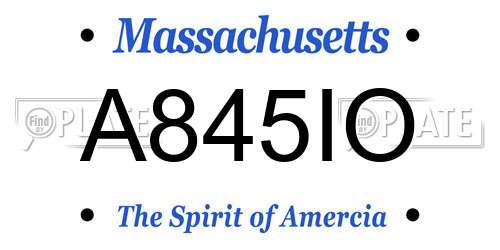 A845IO Massachusetts License Plate