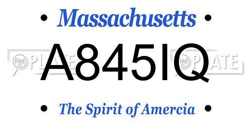 A845IQ Massachusetts License Plate