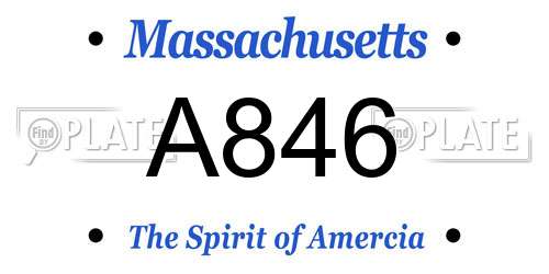 A846 Massachusetts License Plate