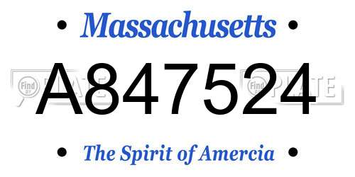 A847524 Massachusetts License Plate