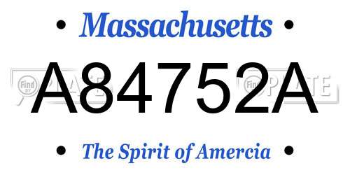 A84752A Massachusetts License Plate