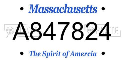 A847824 Massachusetts License Plate