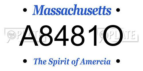 A8481O Massachusetts License Plate
