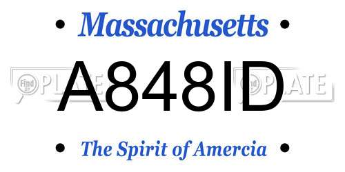 A848ID Massachusetts License Plate