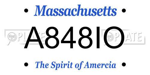 A848IO Massachusetts License Plate